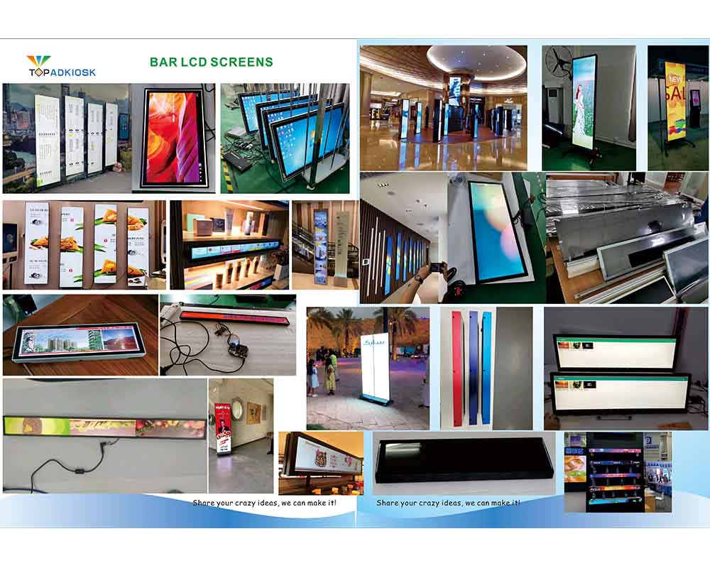 Stretched bar lcd display shelf screen