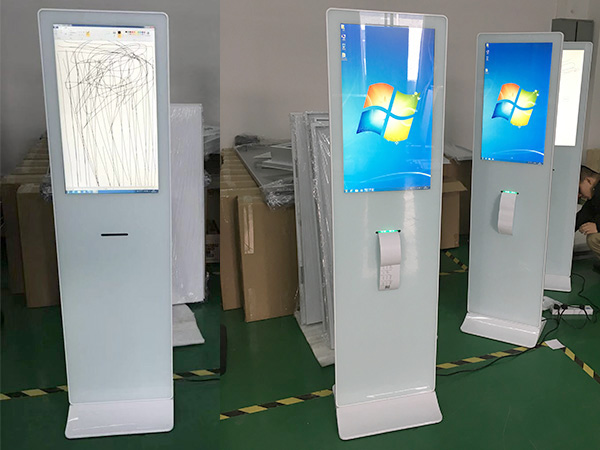 27inch capacitive touch screen kiosk build in with PC and thermal printer 80MM