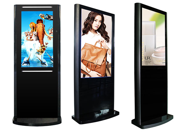 55inch round edge free standing digital signage totem