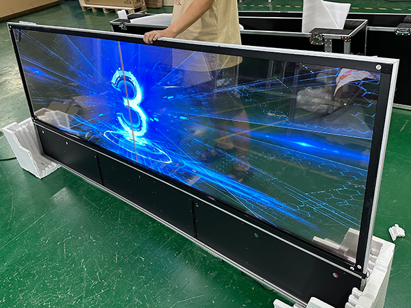 Interactive transparent OLED 1X2 video wall LG OLED 600cd brightness with IR touch
